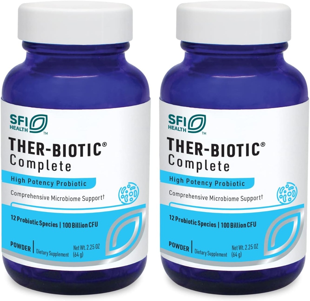 Klaire Labs SFI Health Ther-Biotic polvere probiotica completa - 100 miliardi di CFU - Probiotici per la salute digestiva e il supporto immunitario - Dairy-Free, Hypoallergenic (64g, 2 Pack)