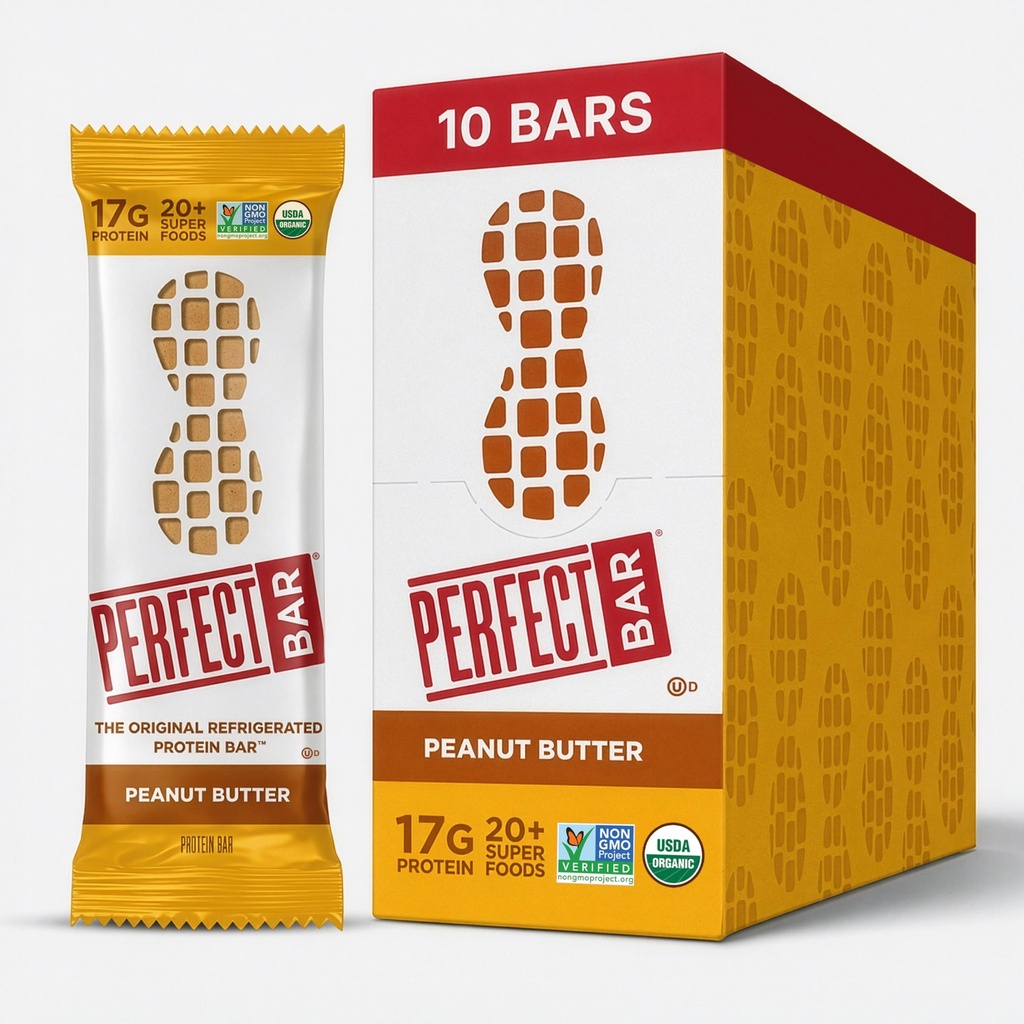 Perfect Bar, Peanut Butter Protein Bar, High Protein, Organisch, Glutenfrei, Sojafrei, Non GMO, No Sugar Alcohols, 2.5 Ounce Bar, 10 Count