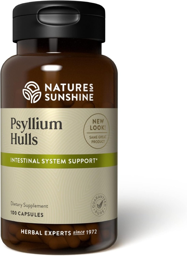 Hull di Sunshine Psyllium della natura, 100 capsule | supporto di sistema intestinale organico è alto in fibra solubile che facilita il processo di eliminazione dei rifiuti