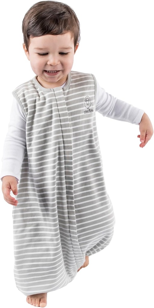 Woolino 4 Saison Baby Sleep Bag avec pieds, Merino Laine et Cotton Bio Walker Sac de Sommeil Sac, Toddler Sac de Sommeil, 18-36m, Gris