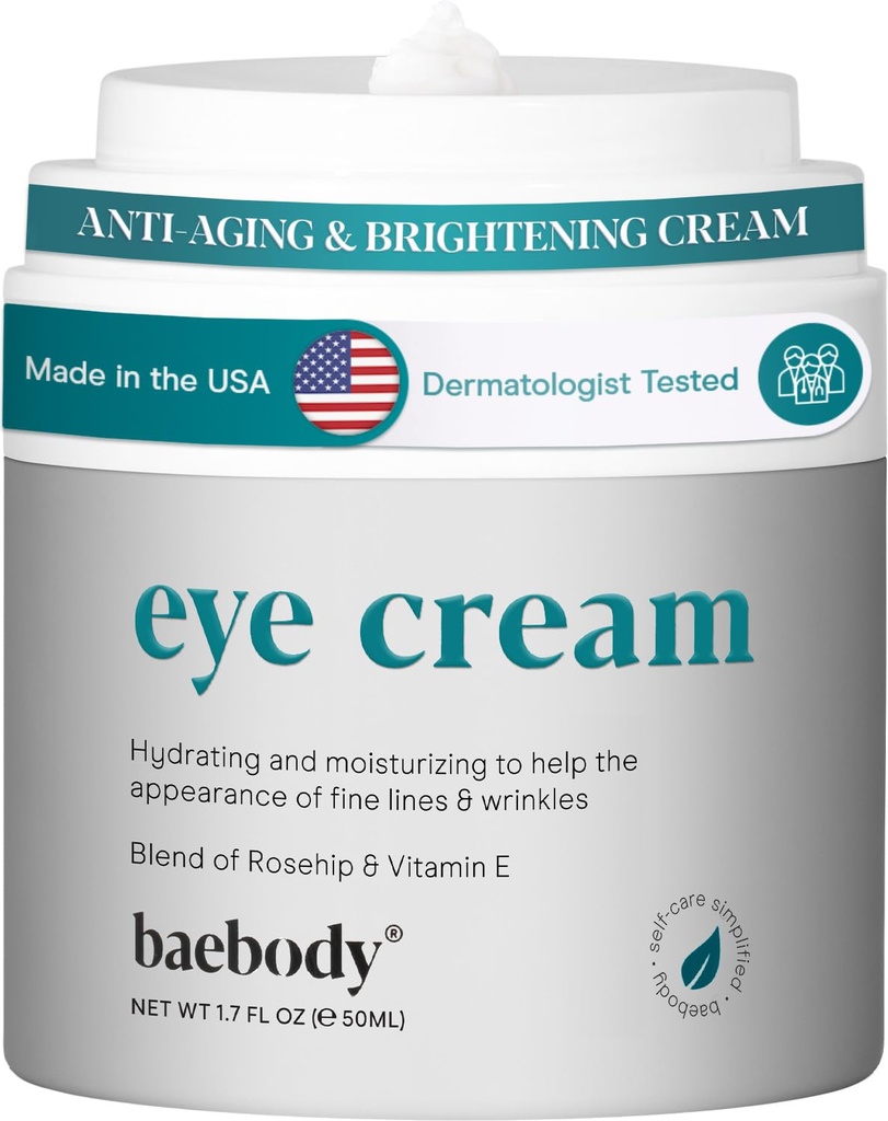 Baebody Made in USA Eye Cream - Anti Aging und Moisturizing Eye Cream für dunkle Kreise und Falten - Mit Rosehip und Vitamin E (1.7 fl oz/50 ml)