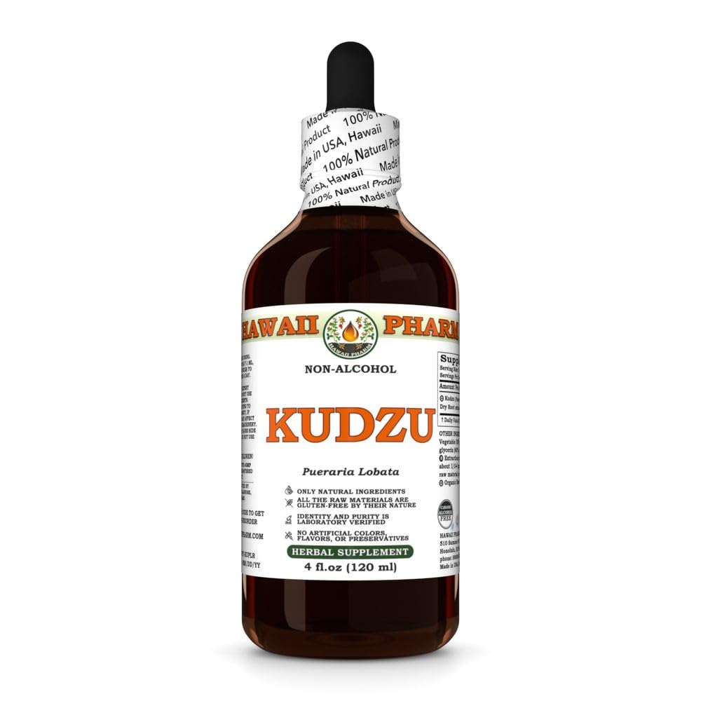 Hawaii Pharm Kudzu Alcohol-Free Extract, Glycerite for Liver Wellness, promuove la funzione cardiaca, supporta l'equilibrio cardiovascolare, protegge il fegato da danni ossidativi, Soothes Head Tension - 4 fl.oz