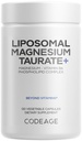 Codeage Liposomal Magnesium Taurate+ Supplement - Magnesium Taurate, Vitamin B6 als Pyridoxal 5-Phosphate, 2-Monats-Versorgung - Liposomale Lieferung, Vegan, Non-GMO, Gluten-Free, 120 Kapseln