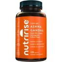 NutriRise Organic Ashwagandha Root Capsules with Black Pepper, 1300mg, Natural Stress & Mood, Schilddrüse und Immununterstützungsergänzung, Klarheit, Fokus & Energie, Glutenfrei, 120 Count