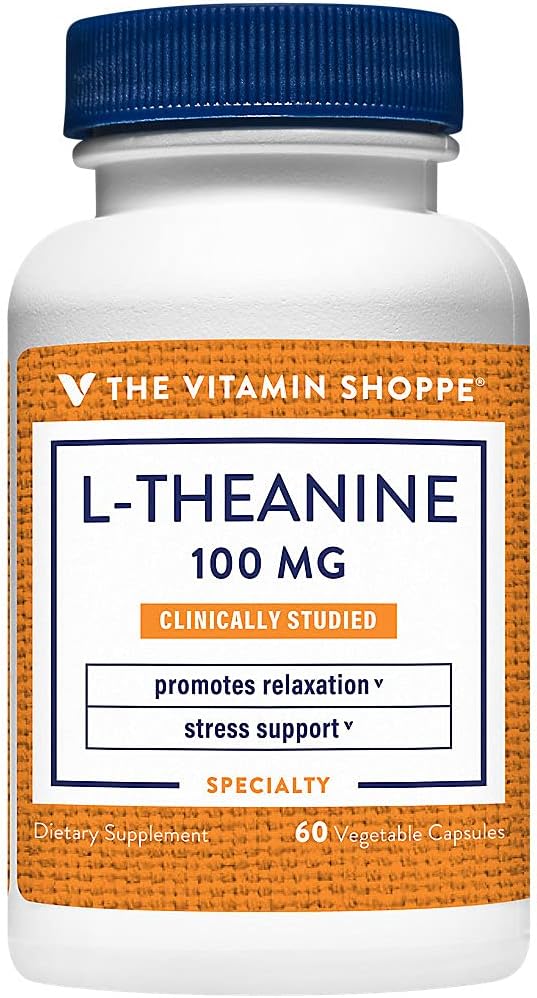 Der Vitamin Shoppe L-Theanin 100MG, klinisch untersucht Ingredient, unterstützt Entspannung & Stress (60 Kapseln)