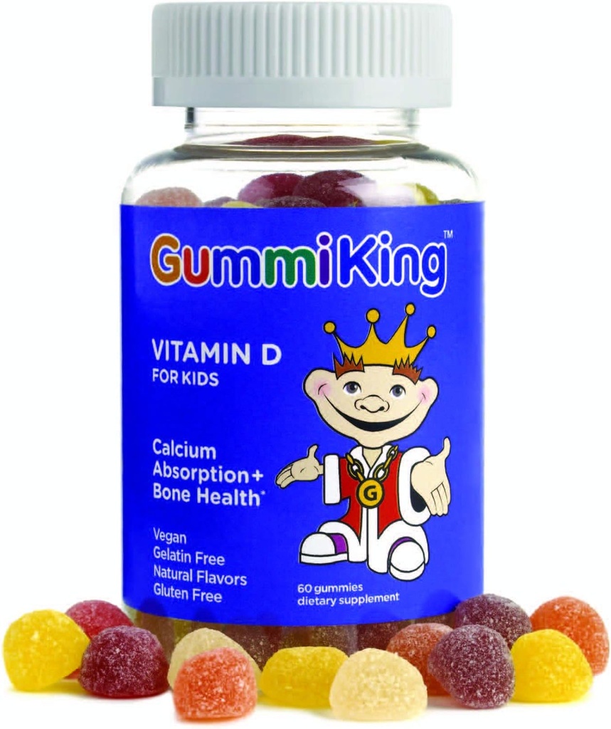 Gummi King Vitamin-D-Ergänzung, Erdbeere/Lemon/Orange/Grape/Cherry/Grapefruit, 60 Graf