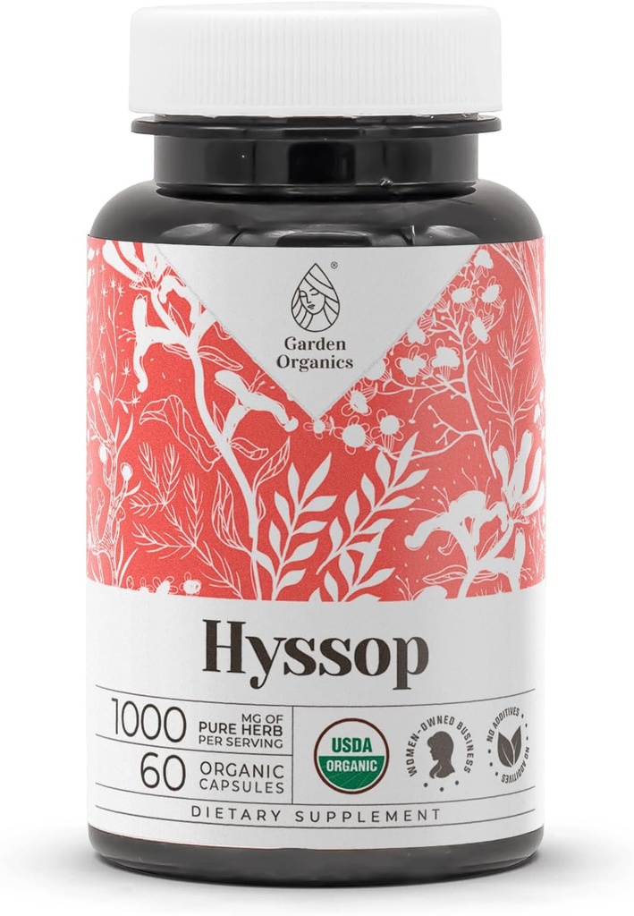 Hyssop USDA Organic 60 Kapseln | Natürliche Nahrungsergänzungsmittel | Certified Organic Vegetarian Capsules and Organic Hyssop (Hyssopus officinalis) Getrocknete Kräuter (60 Kapseln)