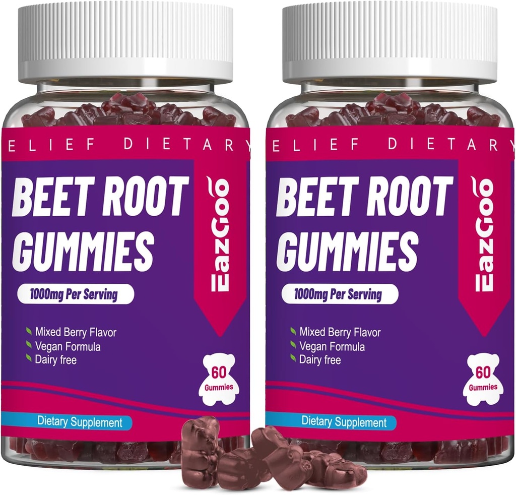 Gommies de racines de betteraves, Noix molles de racines de betteraves avec de la betterave, extrait de graines de raisin et poudre de racines de betteraves, végétalien, non-OGM, 120 Nombre
