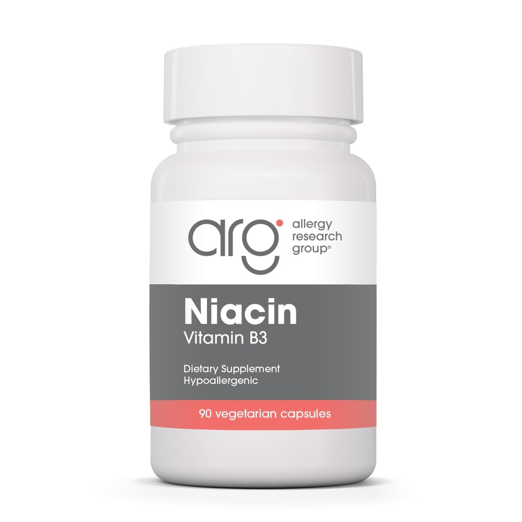 Allergy Research Group Niacin Supplement - Vitamin B3 für Männer und Frauen, Niacin mit Flush, Nicotinic Acid, NAD, 250mg Vegetarische Kapseln - 90 Count