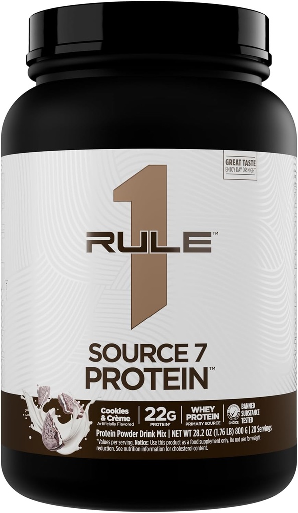 Regel 1 Quelle 7 Protein – Decadent Flavor, Velvety Smooth Texture, 22g Anytime Protein, und 10g Natürlich Occurring EAAs pro Servieren von 7 Premium-Quellen (1.8 Pfund*, Cookies & Cream)