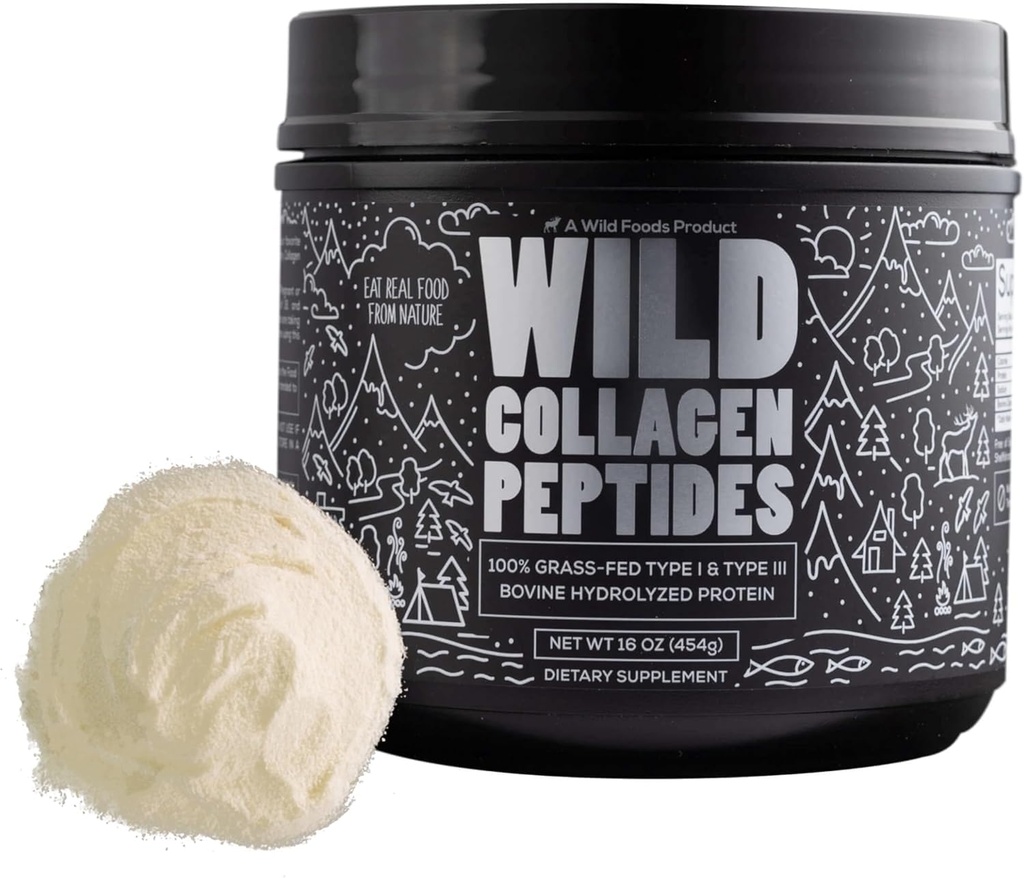 Wild Collagen Peptide Pulver | Unflavored Antike Diätprotein Pulver für Männer & Frauen | Non-GMO, Keto & Paleo Friendly Supplements | (16 oz)