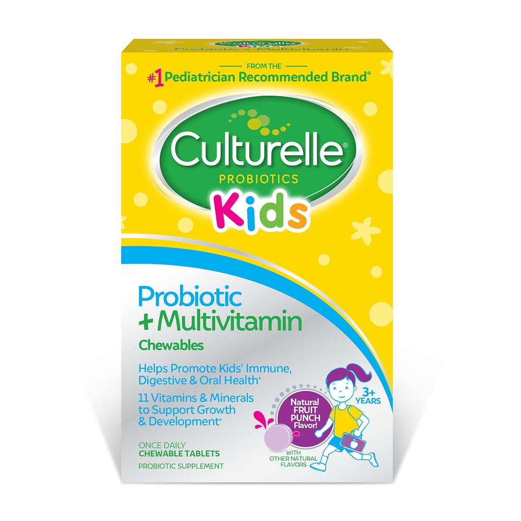 Culturelle Kids Probiotico + Multivitaminico completo per bambini, età 3+, 30 conte, salute digestiva, salute orale e supporto immunitario - con 11 vitamine e minerali, tra cui vitamina C, D3 e zinco