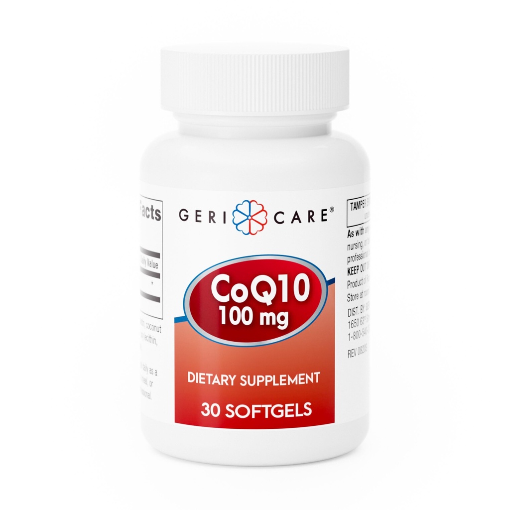 GeriCare CoQ10 100mg Softgels - High Absorption Co Q 10 Supplement - Einfach zu Swallow Q10 Coenzym für Männer, Frauen und älter - 1 Monat Versorgung, 30 Count - Travel Friendly