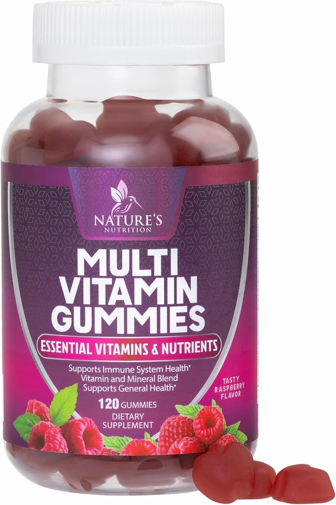Multivitamin-Gummien für Erwachsene mit Vitaminen A, C, D, B12 - Gummy Multivitamins für tägliche Ernährungsunterstützung mit Vitaminen & Mineralien für Frauen & Männer, Nature's Multi VIT Vitamin - 120 Gummis