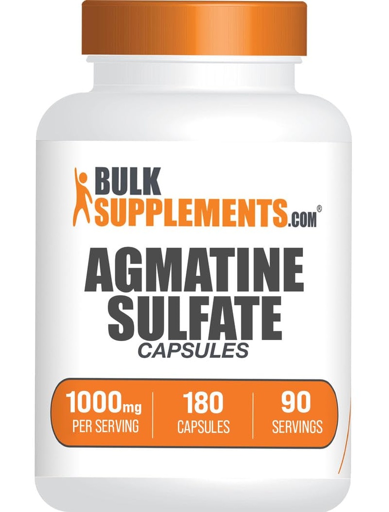 BulkSupplements.com Agmatine Sulfat Kapseln - Nitric Oxide Supplement, Agmatine Supplement - Glutenfrei, 2 Kapseln pro Servierung, 180 Zähler (Pack von 1)