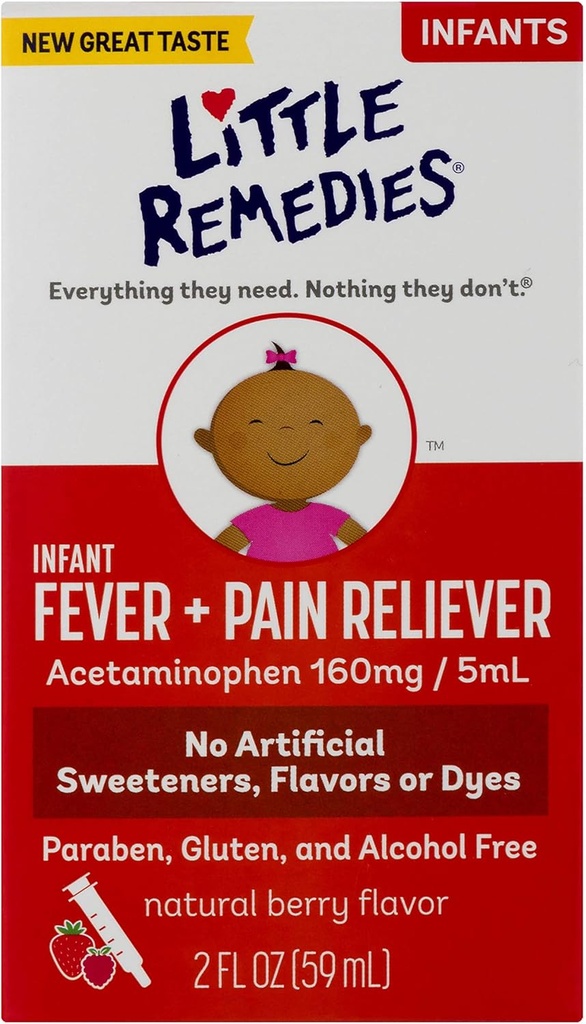 Little Remedies Infant Fever & Pain Reliever | Natural Berry Flavor | 2 FL OZ | 2 Pack