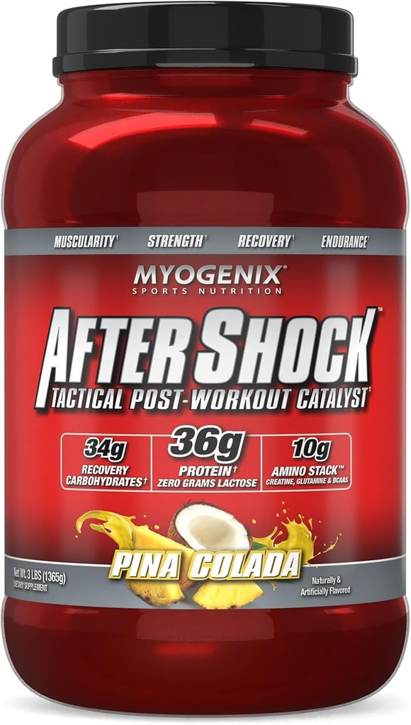 Myogenix Aftershock Post Workout — Muskelwachstum Whey Protein Pulver — beschleunigt Muskelwachstum und Erholung — unterstützt Gelenke Gesundheit und Wiederholung Glycogen — Pina Colada, 3 lbs