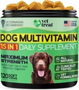 Hund Multivitamin Kaubar mit Glucosamin & Lachsöl – Made USA – Welpen & Senior Supplement – 120 Chews– Tägliche Wellness-Unterstützung für Gelenke, Immunsystem, Haut & Coat, Herz & Verdauung