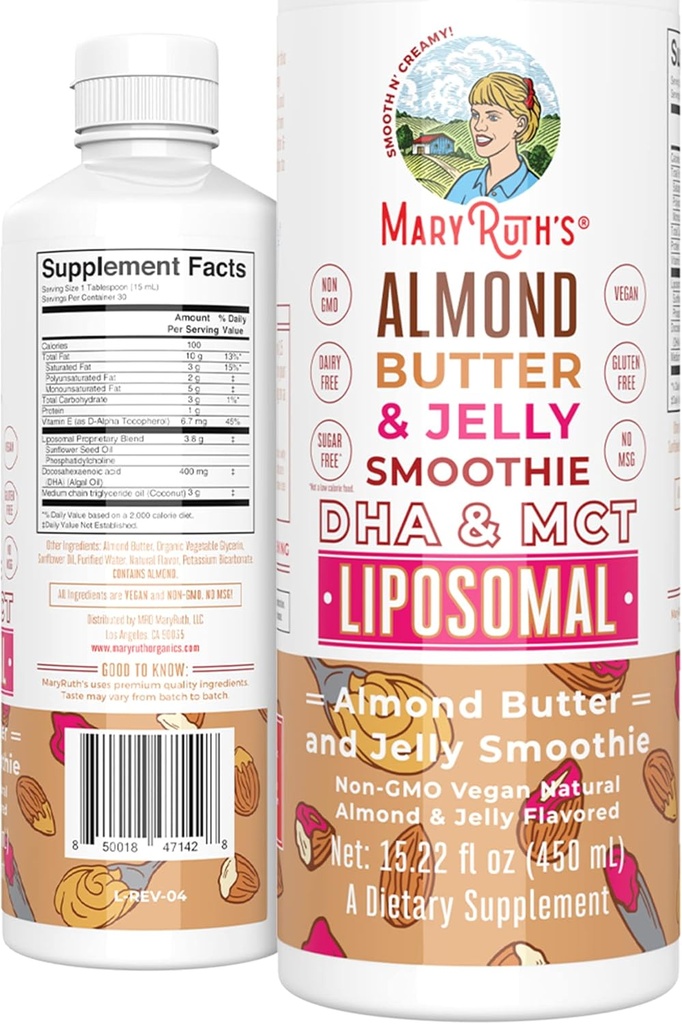MCT Öl | DHA Ergänzung | Flüssiges Vitamin für Energie Booster | Ergänzung für allgemeine Gesundheit | Stoffwechsel Gesundheit Unterstützung | Vegan | Non-GMO | Gluten Free | 30 Portionen