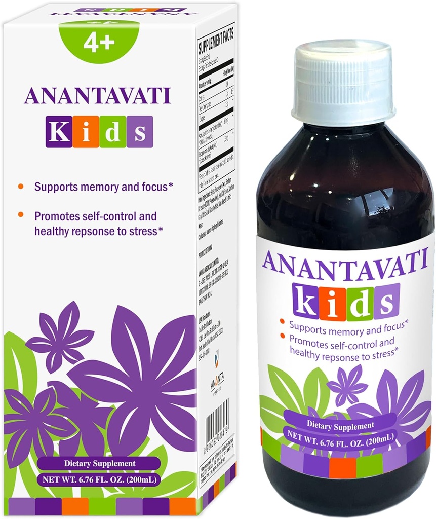 ANANTAVATI Bambini – Supplemento di erbe per la calma e la messa a fuoco – 6.76 Oz