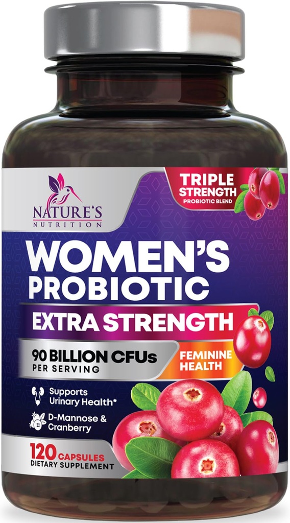 Probiotics for Women Digestive Health Support - 90 Billion CFU Women's Probiotic, 16 Strains, Cranberry, Vaginal Probiotic mit Präbiotics, PH, Immune, Urinary, & Feminine Health Support, 120 Kapseln