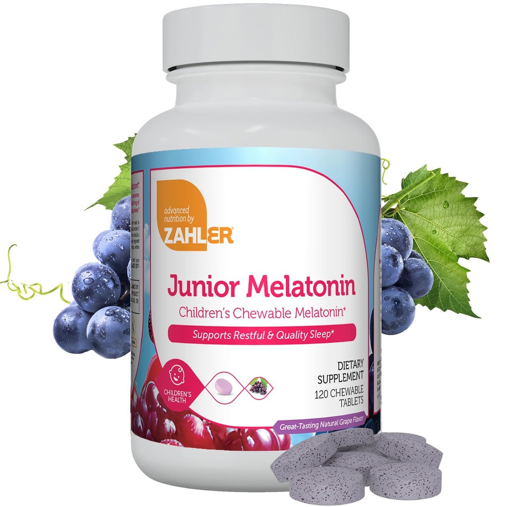 Zahler 1MG Melatonina per bambini per bambini - Supporto per il sonno e riposo di qualità per età 4+ Delicious Natural Grape Flavor - Non OGM Kosher Low Dose Childrens Melatonin 1 MG (120)