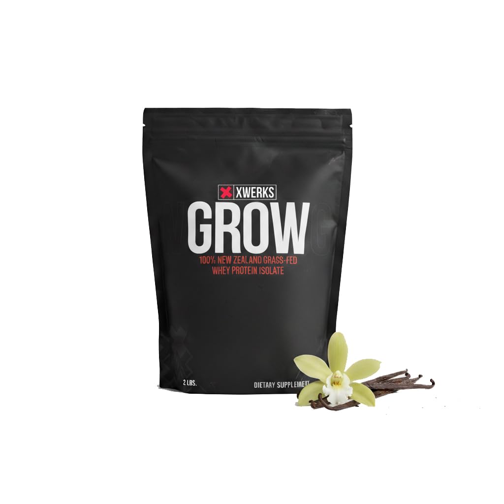 Xwerks Grow 100% Neuseeland Gras Fed Whey Protein, 25g reines Isolate Protein Powder Per Serving, All Natural Paleo und Keto Friendly, Soy Free Gluten Free Easy to Digest, Vanilla, 30 Portionen