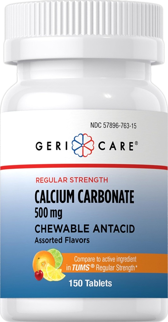 Gericare Calcium Carbonate 500mg Chewable Antacid,150 Count (Pack von 1)