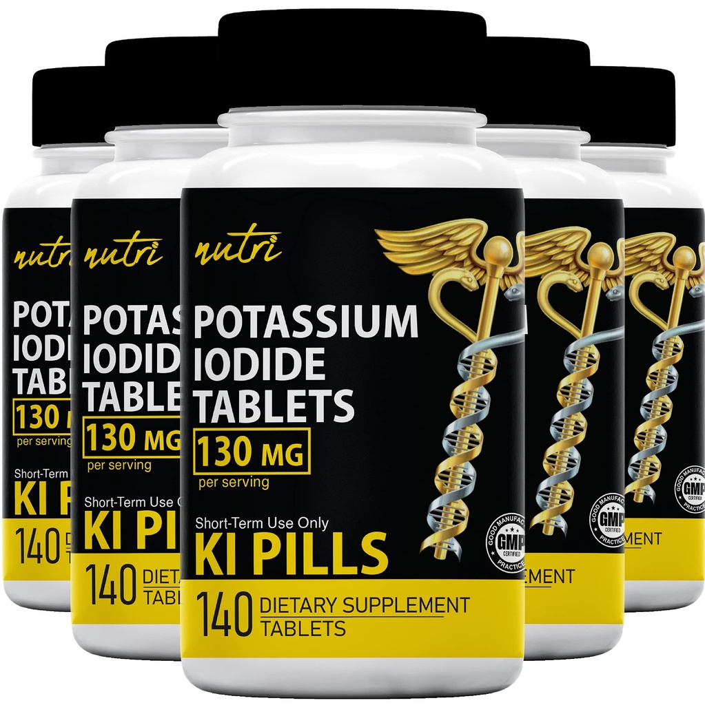 Nature's Fusions Kalium Iodide Tabletten (Pack mit 5) 130mg - 700 Tabletten EXP 10/2032 - YODO Naciente - KI Pillen - Yoduro de Potasio