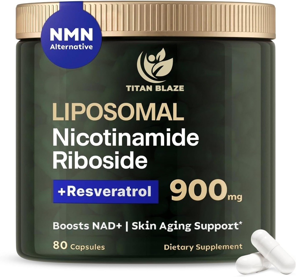 NAD+ Nicotinamide Riboside con Resveratrolo & Quercetin NMN Alternative – Premium Anti-invecchiamento Supplemento per energia, messa a fuoco e supporto cellulare – 80 capsule ad alta qualità 900mg
