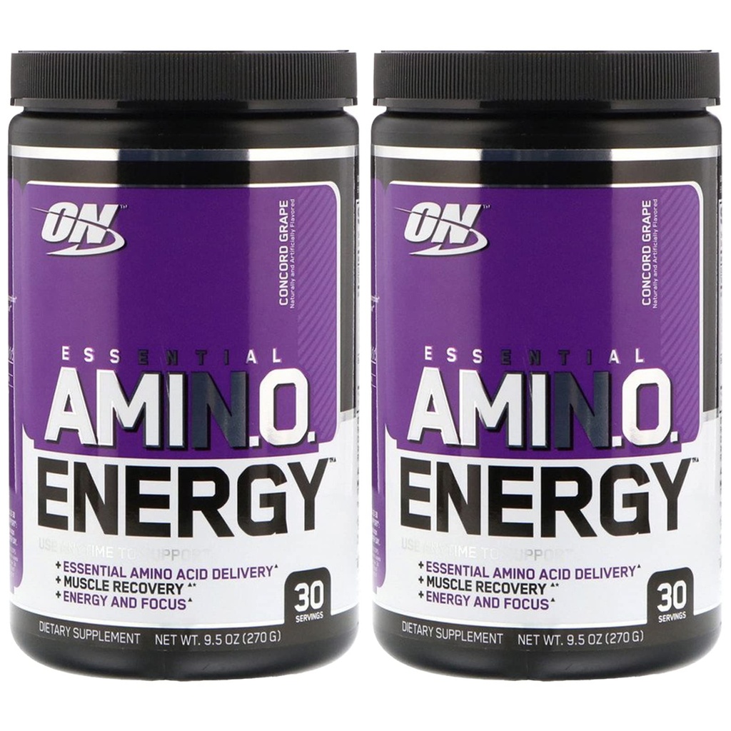 Optimum Nutrition (2 Pack Essential Amin.O. Energy, Concord Grape, 9.5 oz (270 g)