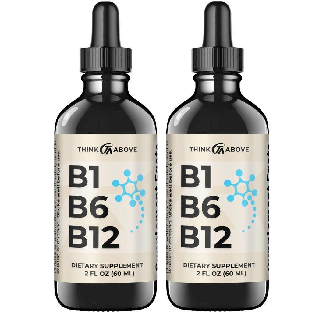 B1 B6 B12 Vitamin Liquid Drops - Nerve, Energy, Brain Support Supplement - Fruity-Like Flavor - Methylcobalamin, Thiamine, Pyridoxine (2)