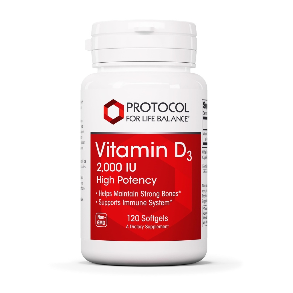 Protokoll Vitamin D3 2.000 IU - Immununterstützung, Gesunde Knochen und Zähne - 120 Softgels