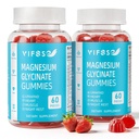 Glycinat de magnésium Gommies pour adultes et enfants 4+, 2 Pack Sans sucre Supplément de Bisglycinate de magnésium 400/200mg avec L Theanine, Camomille, Lemon Baume pour le soutien du soir et la routine de lit 120 Gommies