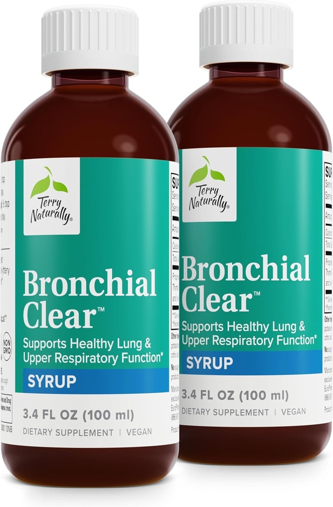 Terry Naturally Bronchial Clear Liquid - Respiratorische Unterstützung für Bronchial & Lung Health - Bronchial-Unterstützung für respiratorische Gesundheit - Gesunde Lung-Unterstützung für Erwachsene & Kinder - 3,4 fl oz (Pack von 2)