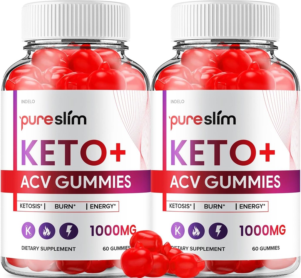 (2 Pack) Pure Slim Keto ACV Gummies - Advanced Formula PureSlim Keto Plus ACV Gummies Apple Cider Vinegar Pure Slim ACV Gummies Dietary Supplement Reviews Men Women (120 Gummies)