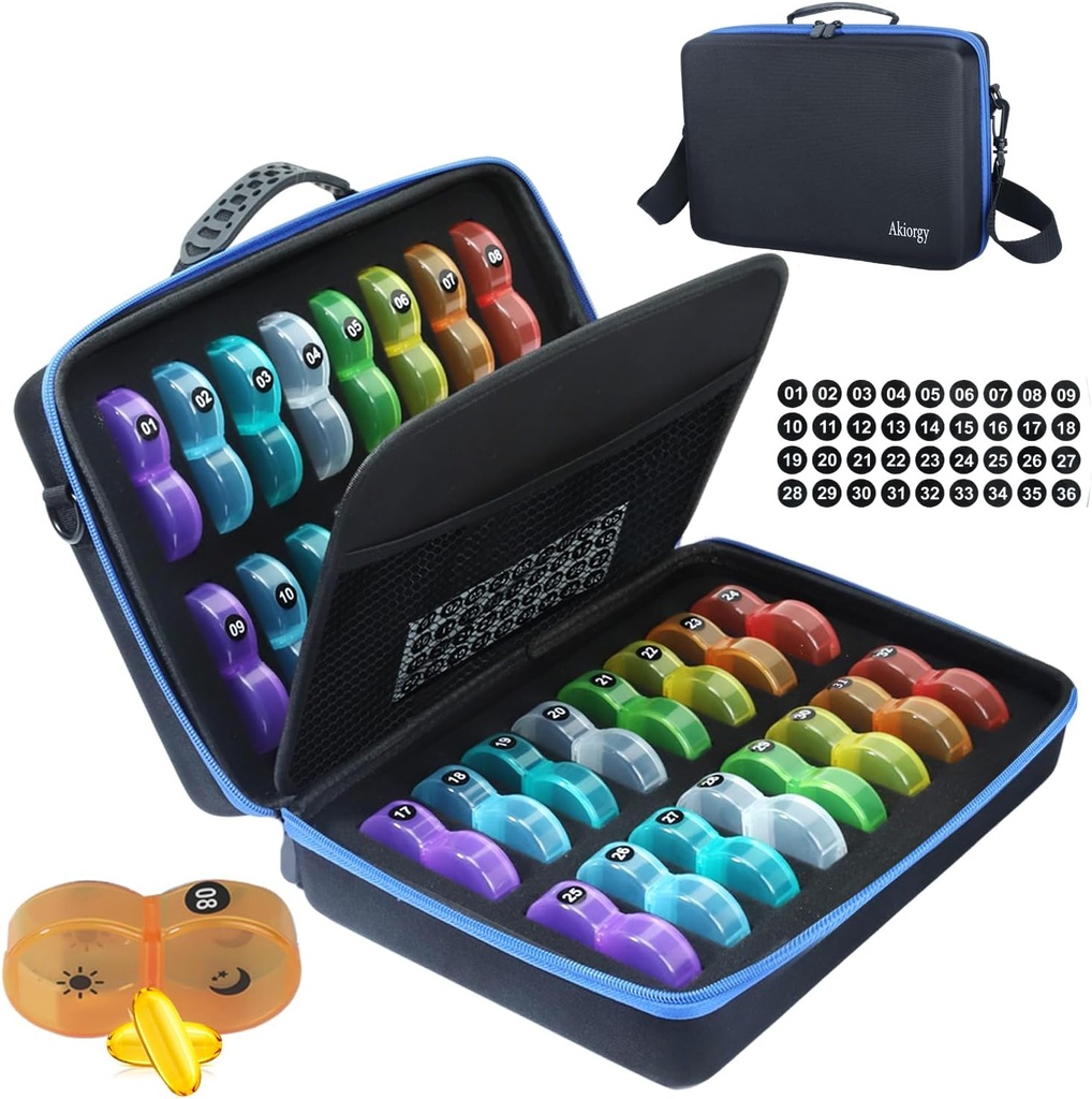 L'organizzatore di pillole mensili Box 2 volte al giorno, la scatola di pillole mensili AM PM con 32 custodia tascabile quotidiana, la scatola di pillole travali con la custodia dura portatile, la scatola di medicina extra grande tiene la vitamina, l'olio di fegato di Cod e supplemento