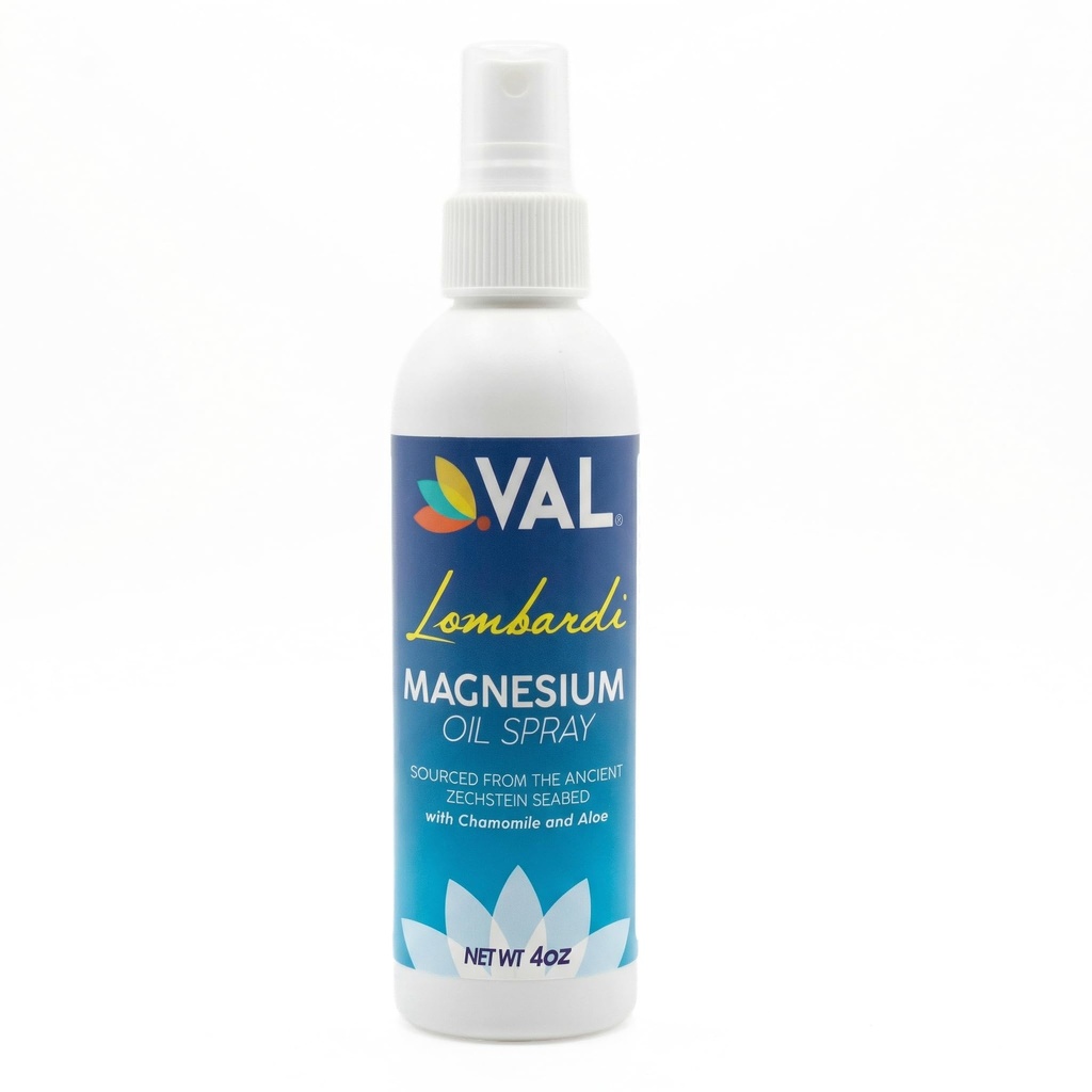 VAL Magnesium Öl Spray 4 oz – Reiner Zechstein mit Kamille & Aloe – Schlafhilfe, Muskelentlastung, juckende Haut Soother – Fast Absorbierend, Non-Greasy – USA Made