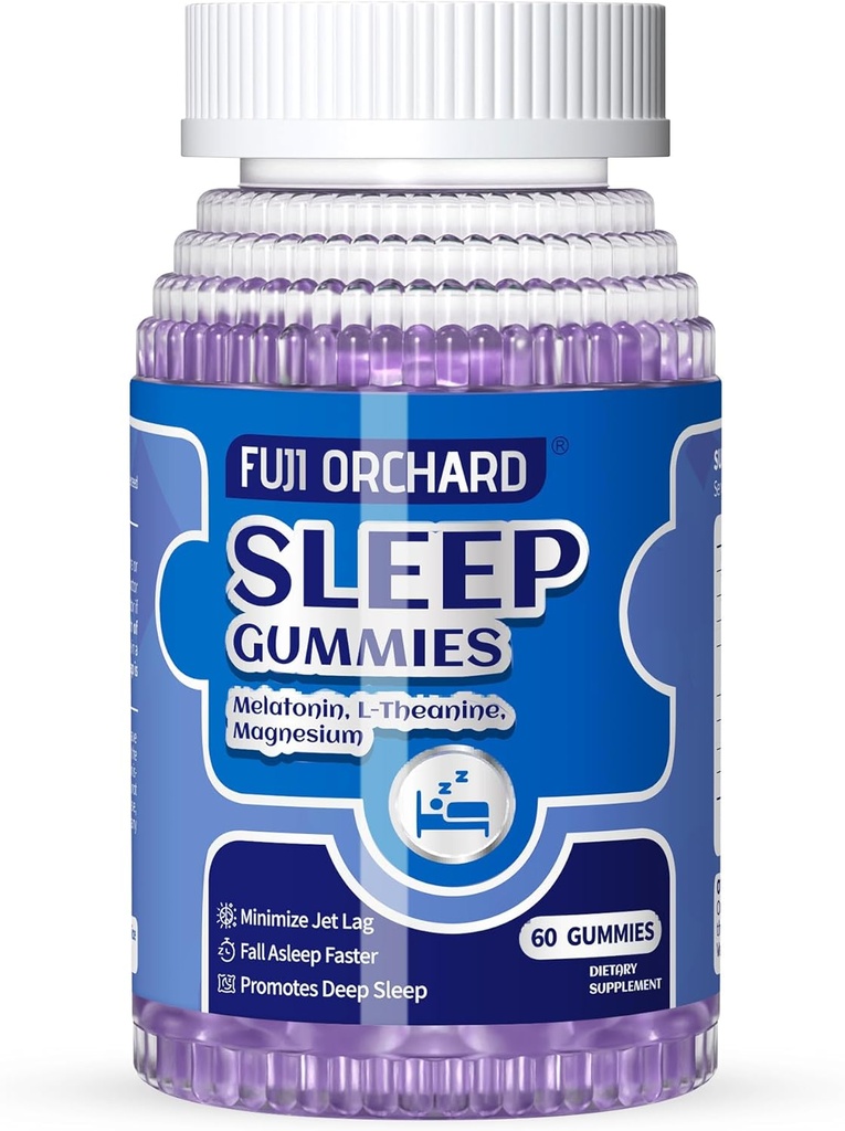Gummies de sommeil, Gummies de sommeil naturelles pour adultes avec Magnésium et L-Theanine, force Mélatonine Gummies Aide au sommeil pour adultes, 60 Comte