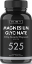 Magnesium Glycinate 525 mg Elemental Complex -125% DV High Absorption Bioavailable Supplement to Support Magnesium Levels, Vegan & Non-GMO, 120 Veggie Caps