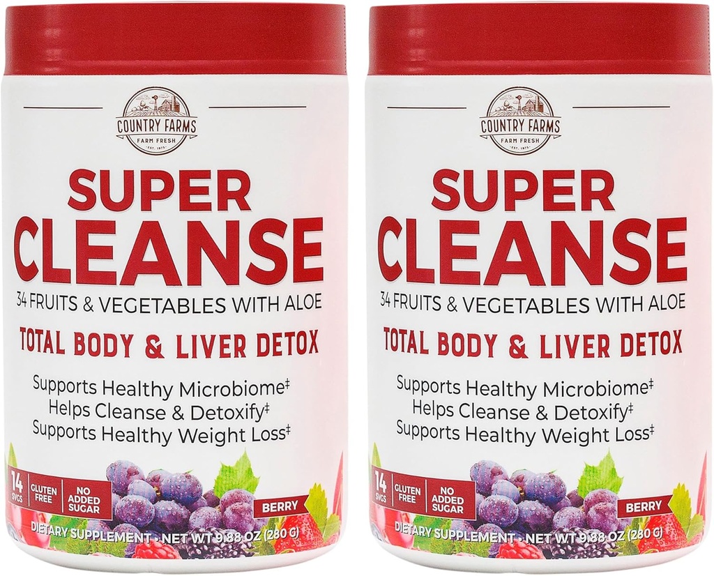 Super Cleanse, Super Juice Cleanse, Supporta il sistema digestivo sano, 34 Frutte e Verdura, Promuove la disintossicazione naturale, Promuove la gestione sana del peso, 28 Serve