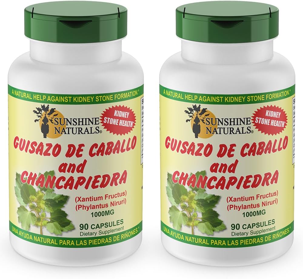 Sunshine Naturals Guisazo & Chancapiedra Herbal Blend, integratore alimentare naturale per il supporto benessere, 90 capsule. Confezione da 2