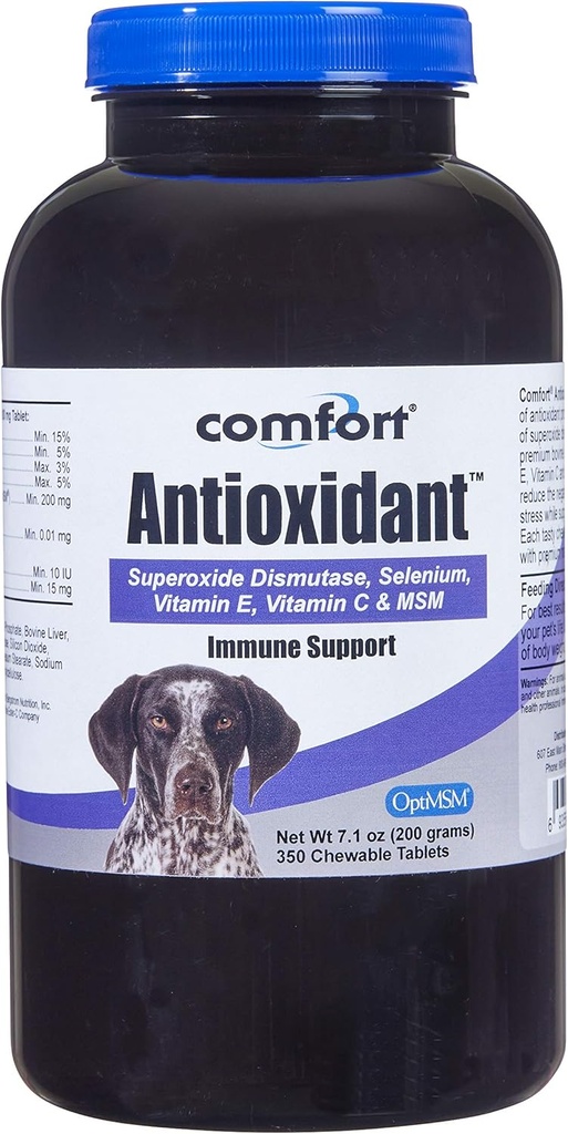 Kala Health COMFORT Supplément antioxydant pour chiens, 350 Compte, Immune Support et aide à réduire les allergies cutanées, Contient: MSM, Superoxide Dismutase, Sélénium et Vitamine C & E, Fabriqué aux États-Unis
