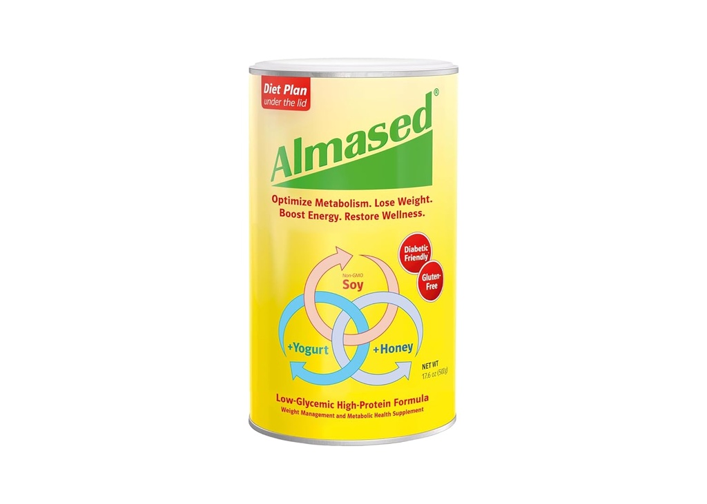 Almased Meal Replacement Shake - Low-Glycemic High Plant Base Protein-Nährstoff-Gewichts-Gesundheitsunterstützungsergänzung - Original Flavor - 17.6 oz (Pack von 3)