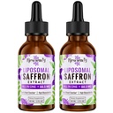 Suppléments de safran - 88,5 mg Extrait de safran Meilleure biodisponibilité Gouttes liposomiques pour l'humeur, l'énergie, la vision et le focus avec Ashwagandha, curcuma, magnésium, zinc, vitamine B12 et D3, 60 ml, 60 portions