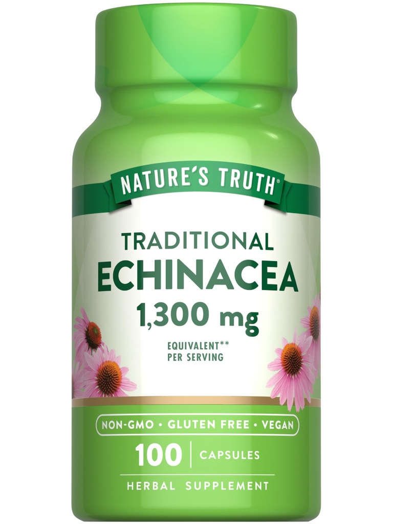 La vérité de la nature Echinacea Extrait Capsules de 1300mg de 100 Count.