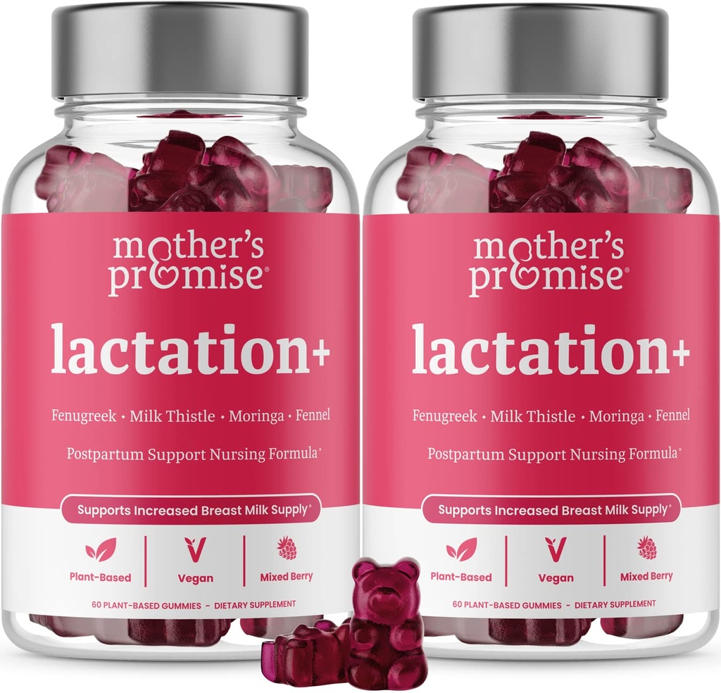 Mutter's Promise Lactation Supplement Gummie für Brustmilchproduktion erhöhen | Postnatal Lactation Unterstützung für Stillen, Pflege & Lactating mit Fenugreek, Moringa & Milk Thistle | 2 Pack
