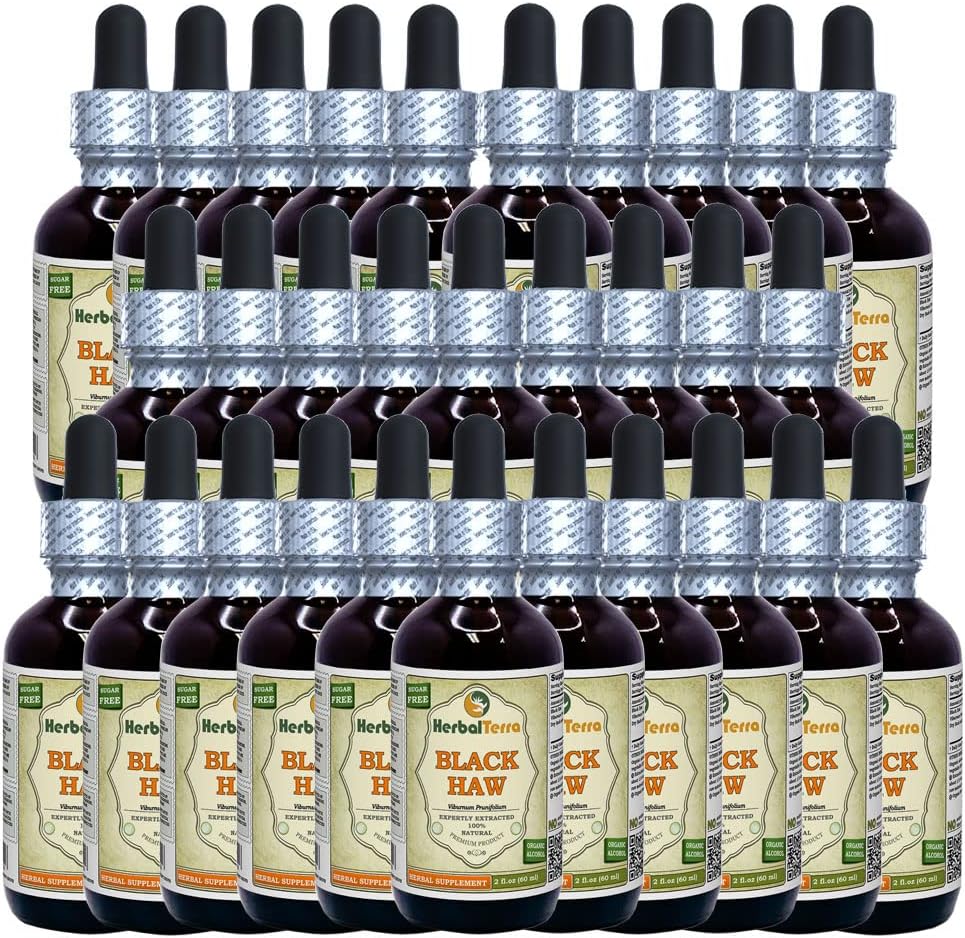Teinture de la patte noire (Viburnum Punifolium), extrait liquide d'écorce séchée (marque: HerbalTerra, fièrement fabriqué aux États-Unis) 30x2 fl.oz (30x60 ml)