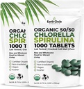 Premium Bio CHLORELLA /SPIRULINA 1000 Comprimés (50/50) Casher, Végétalien - Superfood d'algues vertes, Mur de cellules craquées, Chlorophylle, Haute en protéines et en fer, sans additifs, ni charges 8.75 Oz (2 Pack)