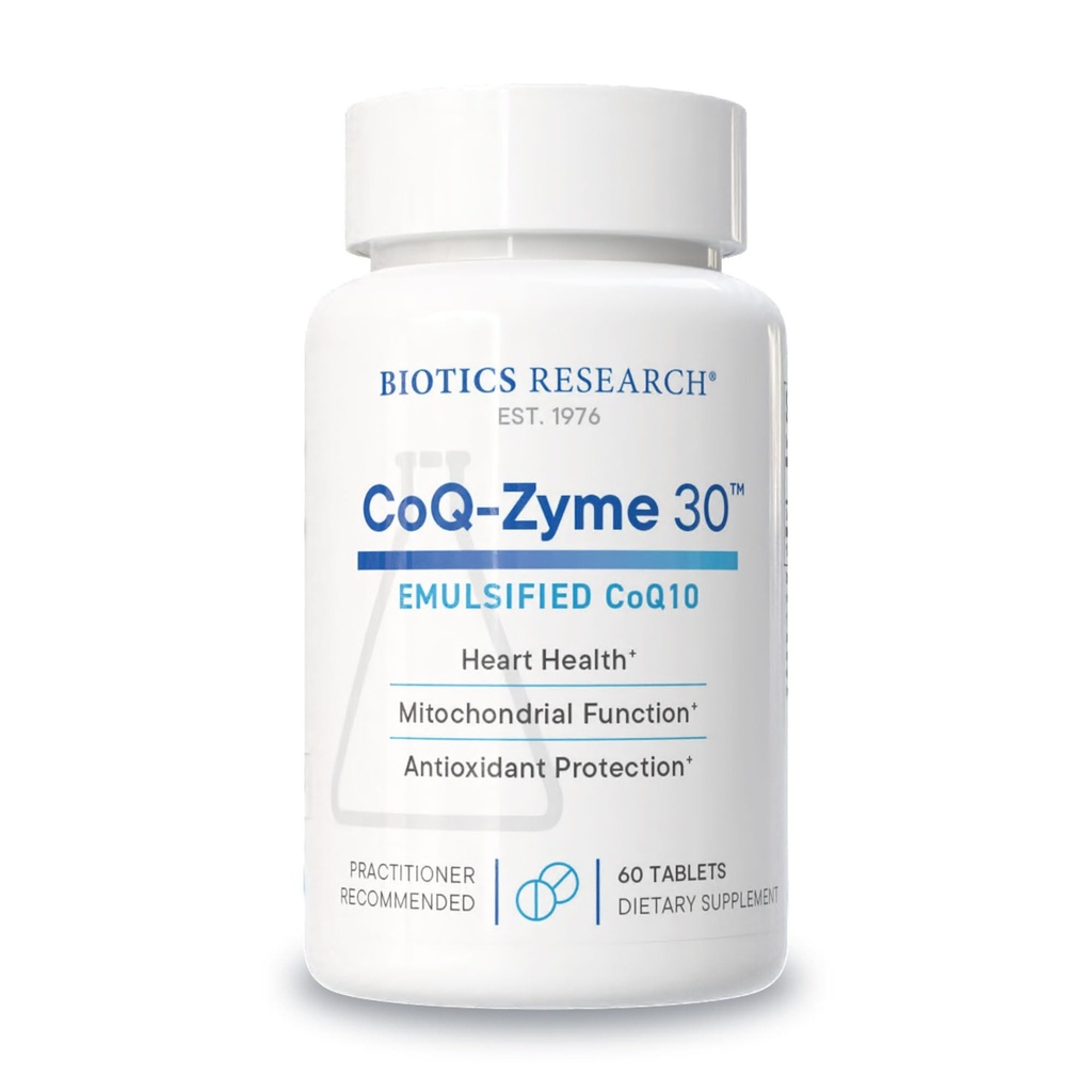 Biotics Research CoQZyme 30 Milligramm emulsified coenzym Q10 CoQ10, Supplies Superoxid Dismutase und Katalase, Zwei wichtige Antioxidantien 60 Tabs